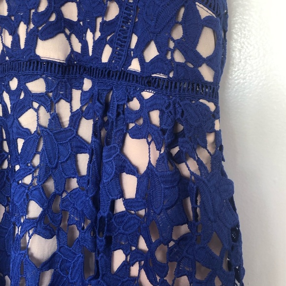 Blue Lace Overlay Dress - Picture 3 of 4